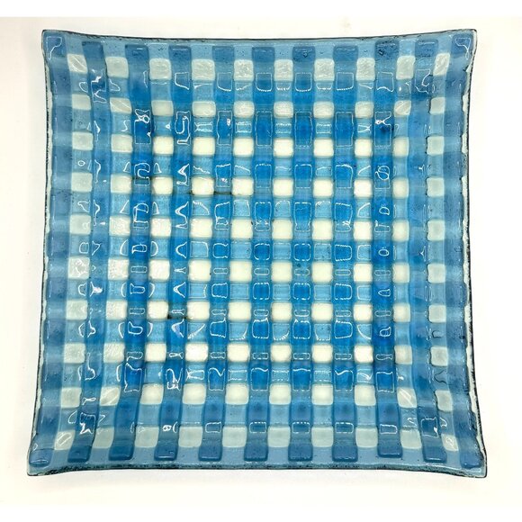 Checkered Fused Glass Decorative Plate - Picture 6 of 6